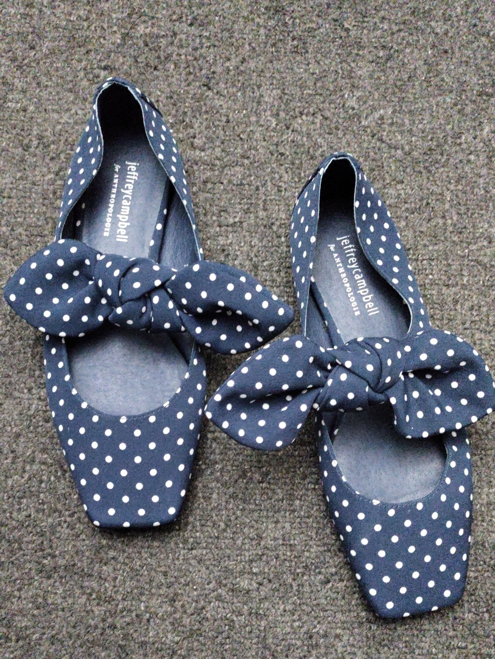 Jeffrey Campbell Navy Polka Dot Bow Flats